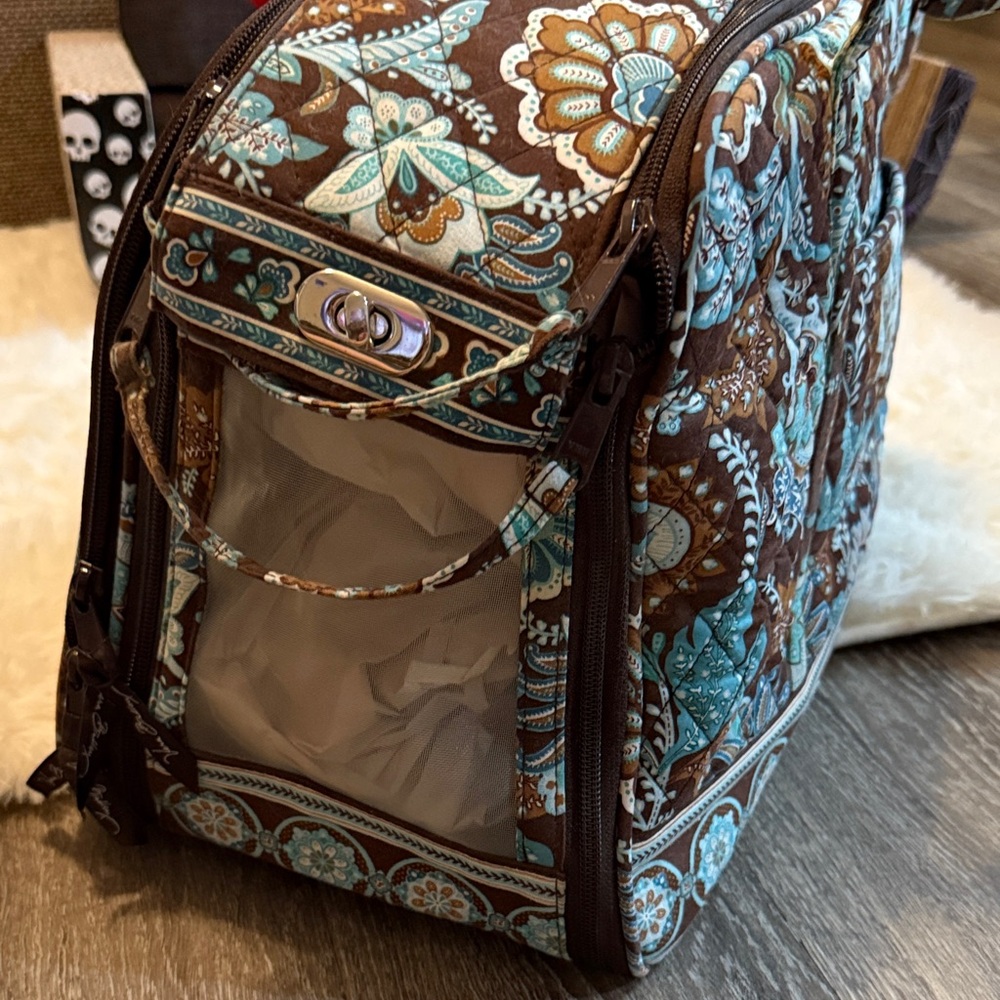 Vera Bradley Floral Pet Carrier in Blue and Brown